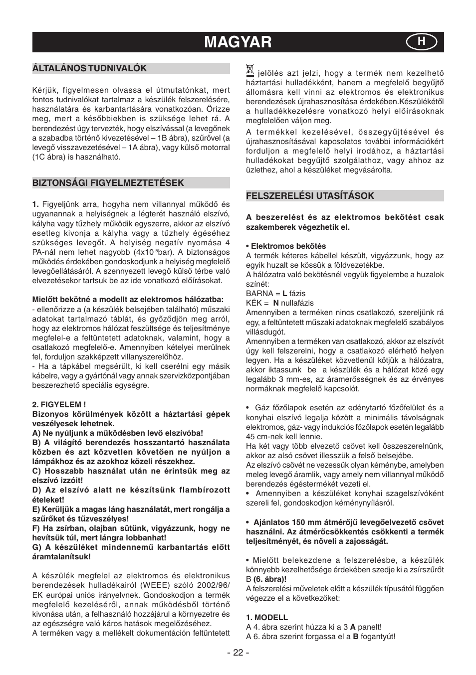 Magyar | DeLonghi KT-T60XB User Manual | Page 22 / 44