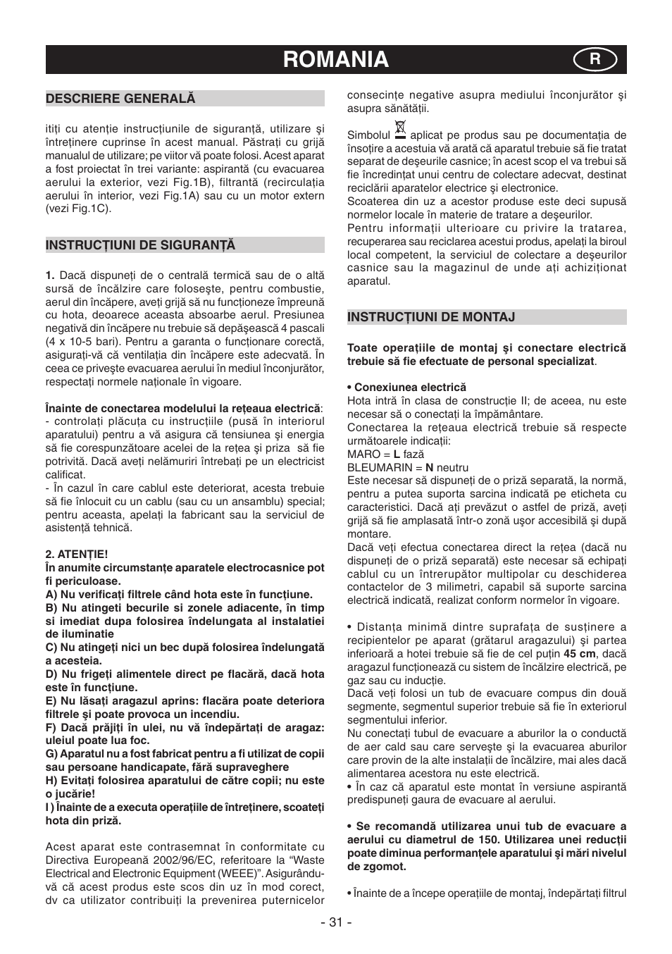 Romania | DeLonghi KT-T60XB User Manual | Page 31 / 44