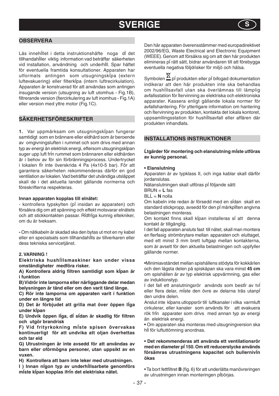 Sverige | DeLonghi KT-T60XB User Manual | Page 37 / 44