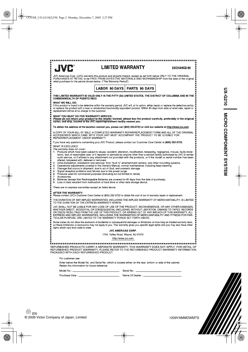 JVC CA-UXG210 User Manual | Page 24 / 24