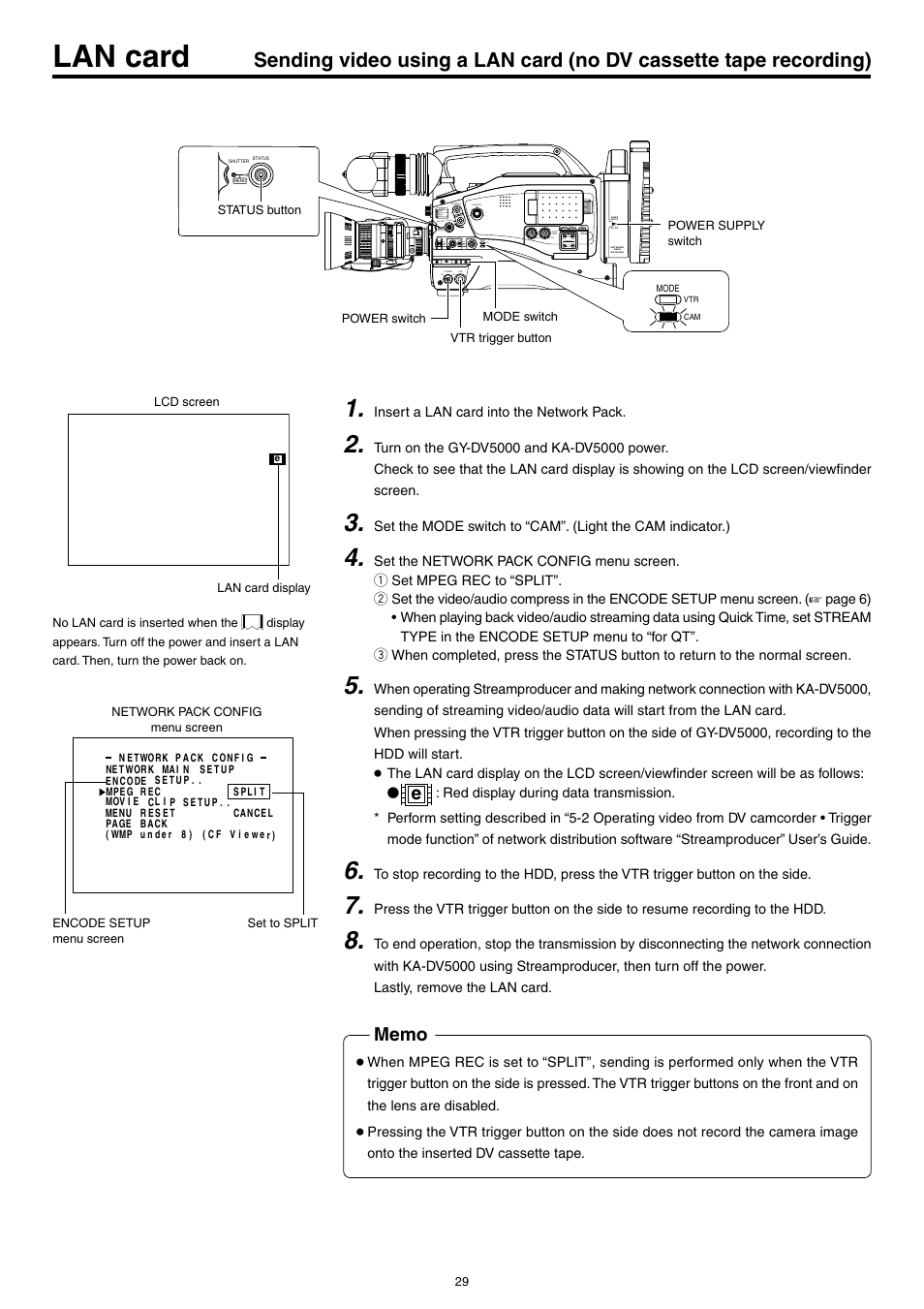 Lan card | JVC KA-DV5000 User Manual | Page 29 / 52