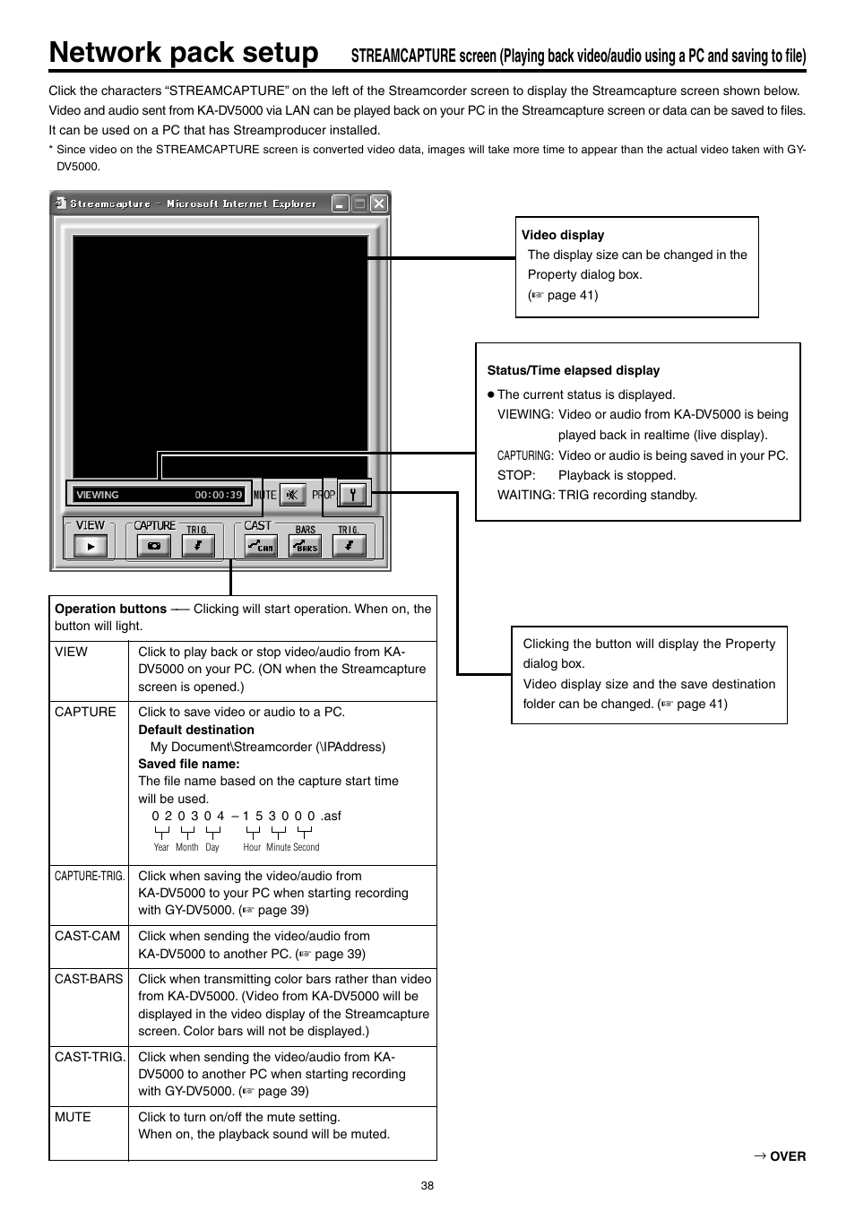 Network pack setup | JVC KA-DV5000 User Manual | Page 38 / 52