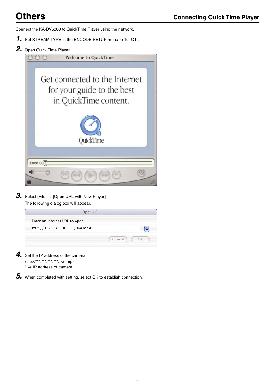 Connecting quick time player, Others | JVC KA-DV5000 User Manual | Page 44 / 52