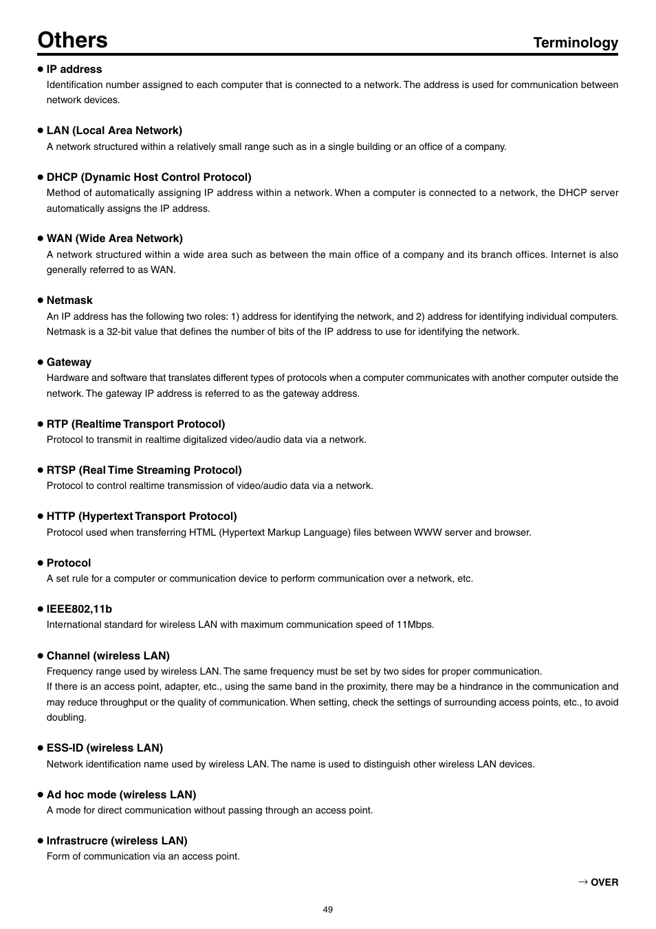 Terminology, Others | JVC KA-DV5000 User Manual | Page 49 / 52