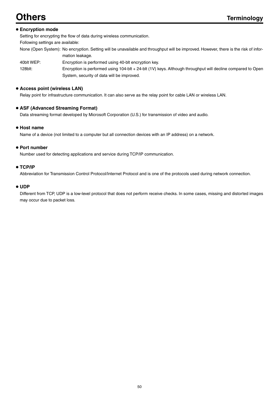 Others, Terminology | JVC KA-DV5000 User Manual | Page 50 / 52