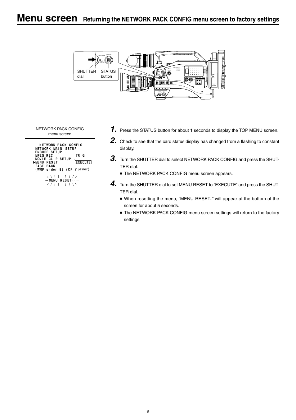 Menu screen | JVC KA-DV5000 User Manual | Page 9 / 52