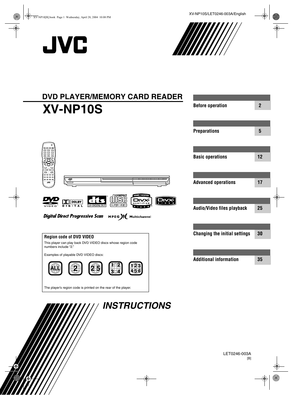 JVC XV-NP10S User Manual | 42 pages