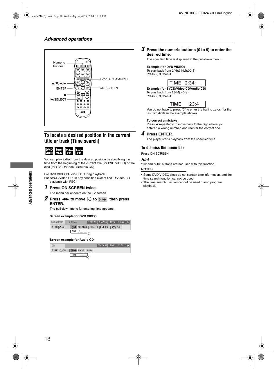 Advanced operations | JVC XV-NP10S User Manual | Page 20 / 42