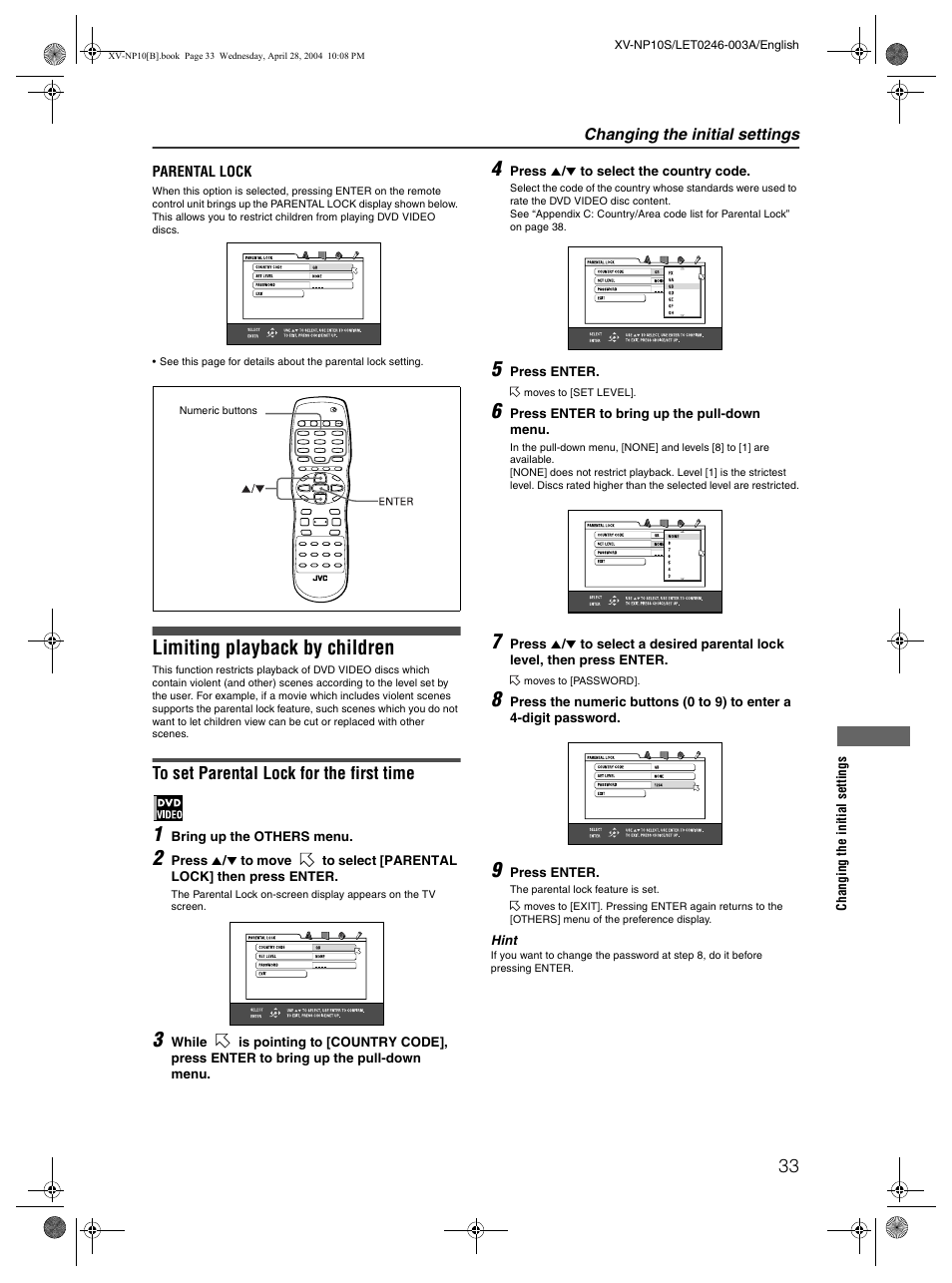 Limiting playback by children | JVC XV-NP10S User Manual | Page 35 / 42