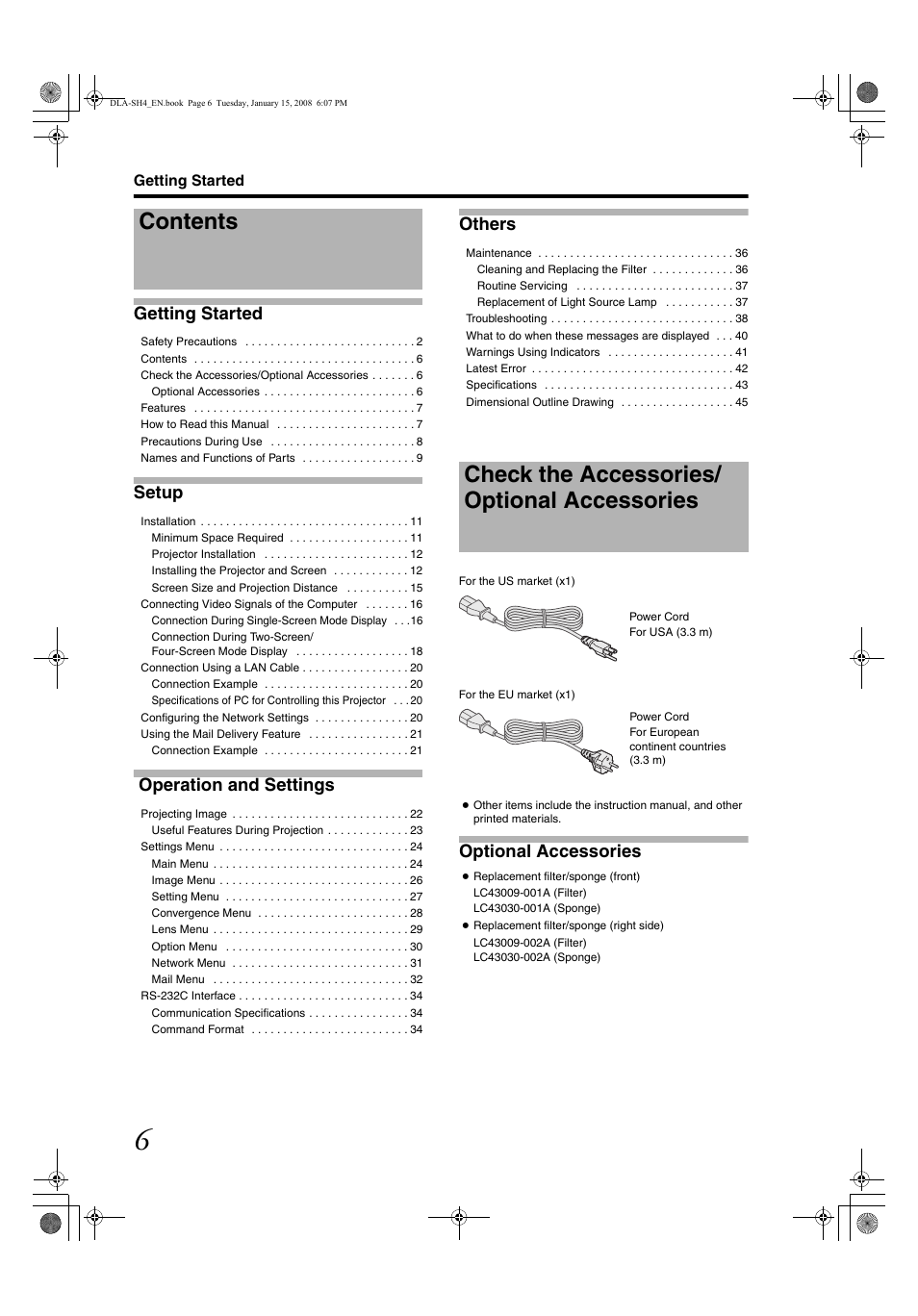 JVC DLA-SH4KNL User Manual | Page 6 / 100