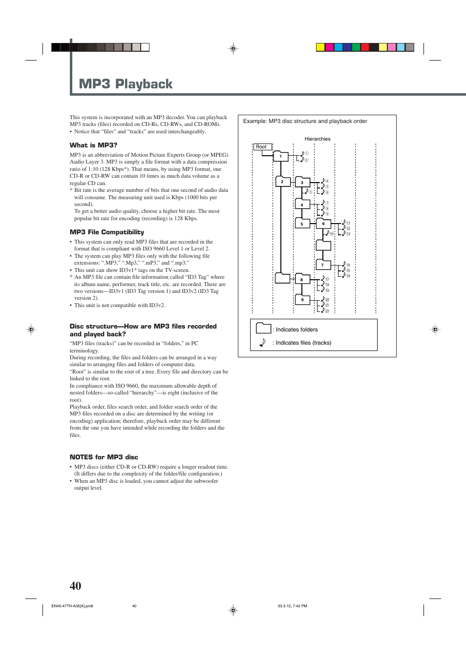 Mp3 playback | JVC TH-A35 User Manual | Page 42 / 63