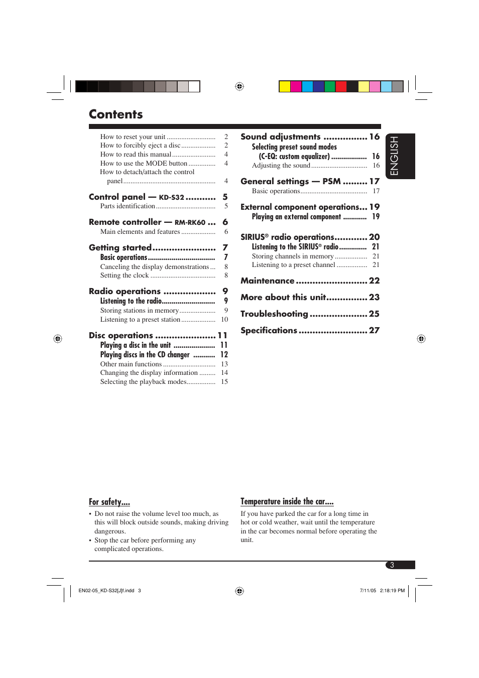 JVC KD-S32 User Manual | Page 3 / 54