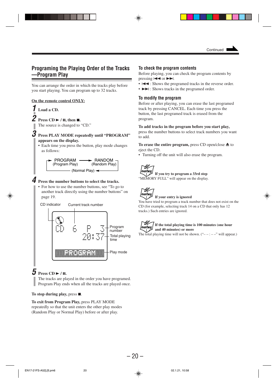 JVC FS-A52 User Manual | Page 23 / 42