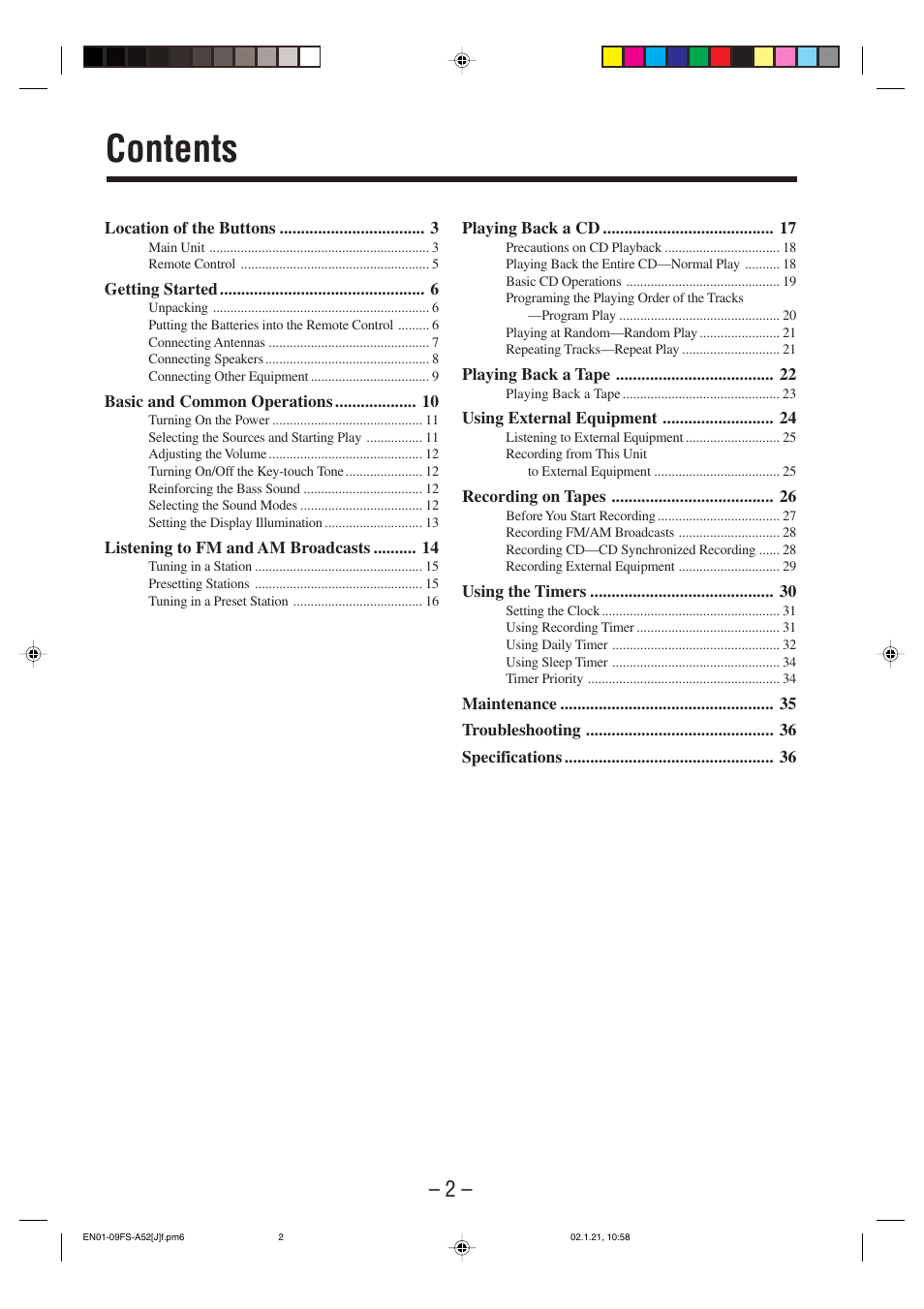 JVC FS-A52 User Manual | Page 5 / 42