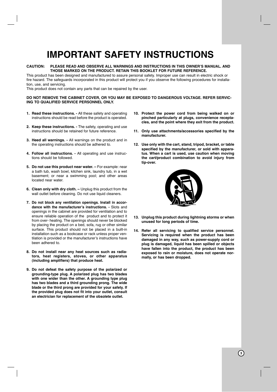 Important safety instructions | JVC HR-XVC11BJ User Manual | Page 3 / 36