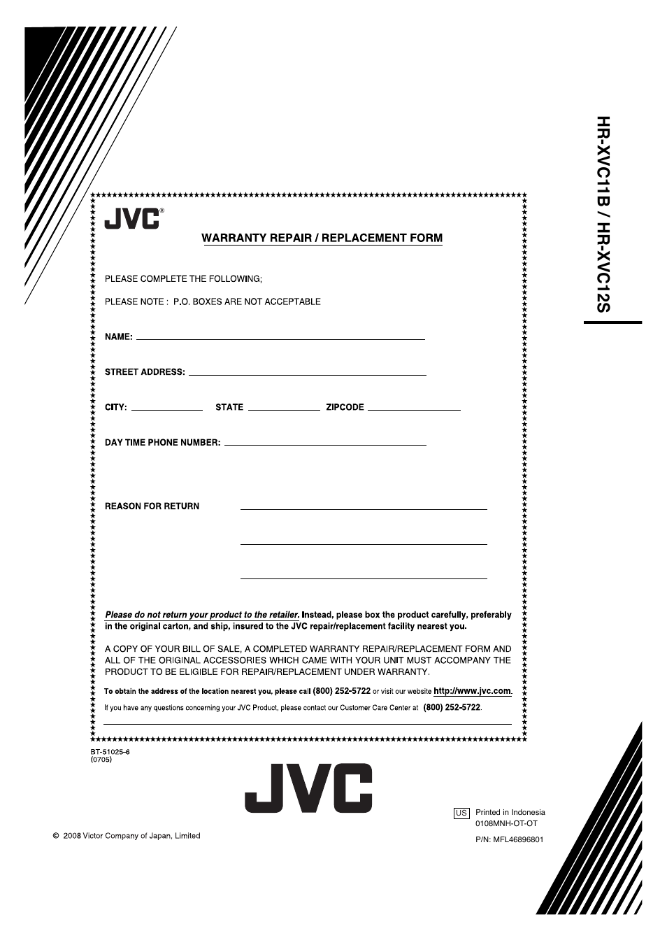 Hr-xvc1 1b / hr-xvc12s | JVC HR-XVC11BJ User Manual | Page 36 / 36