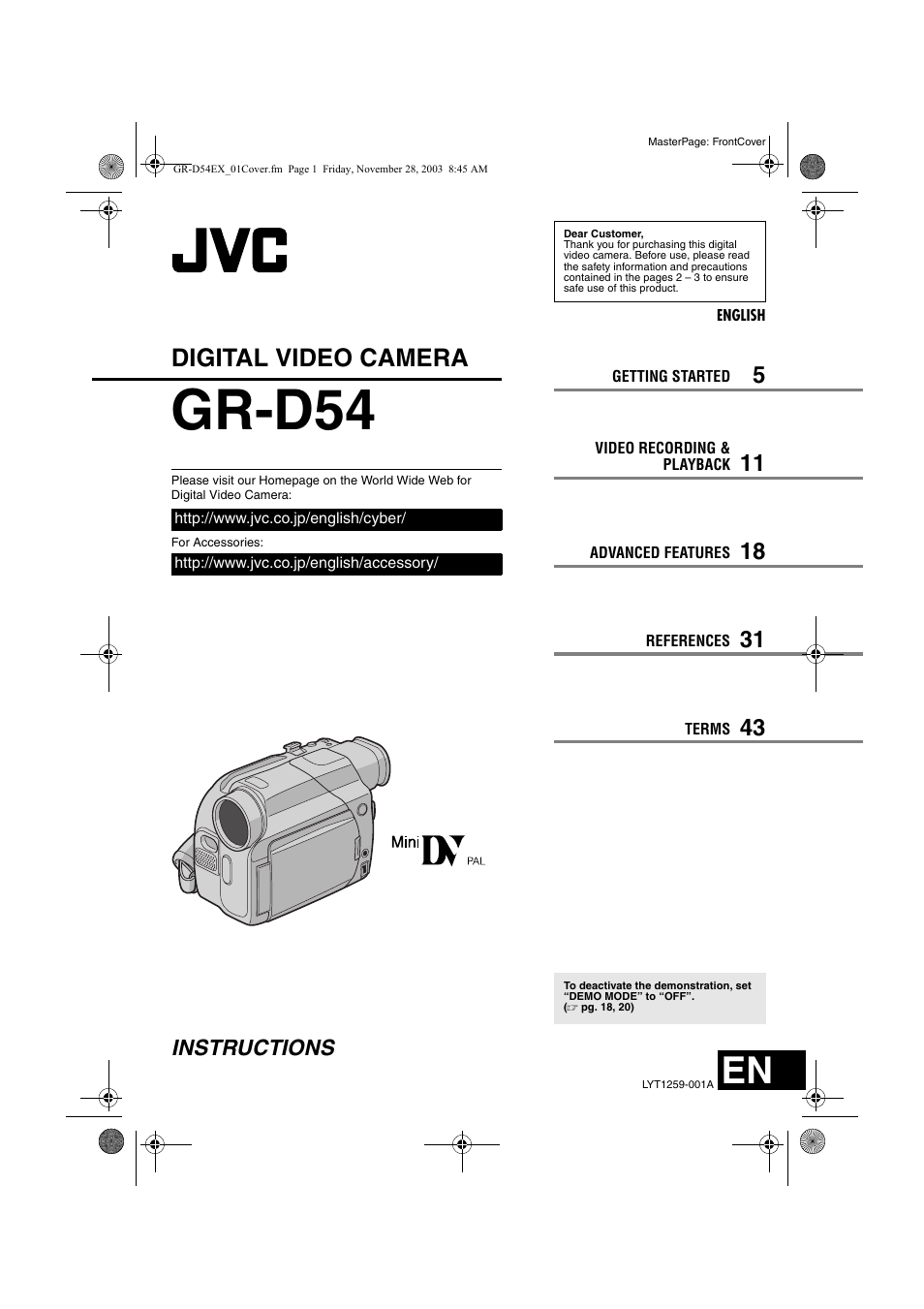 JVC GR-D54 User Manual | 44 pages