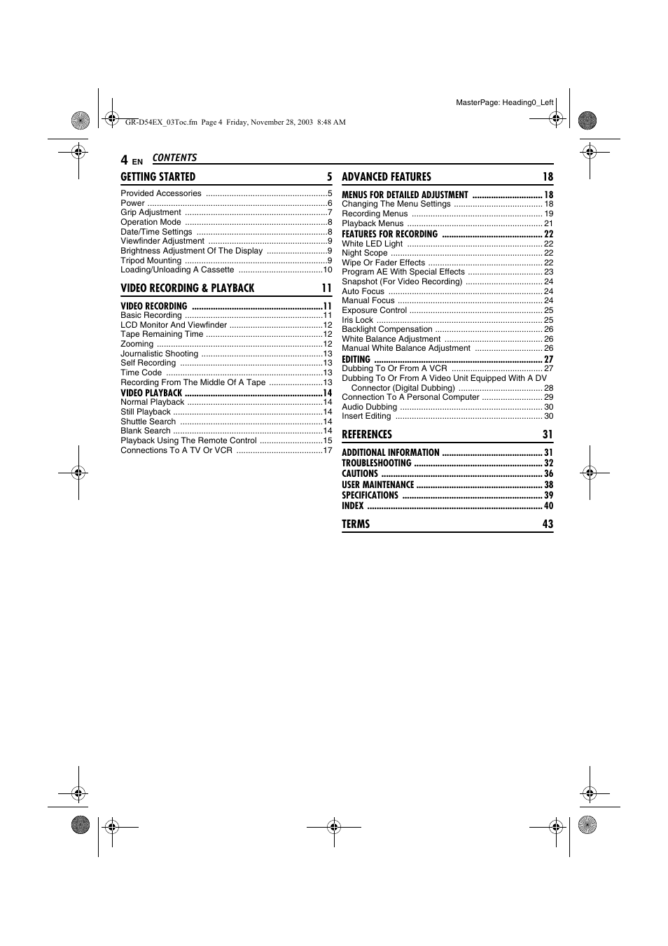 JVC GR-D54 User Manual | Page 4 / 44