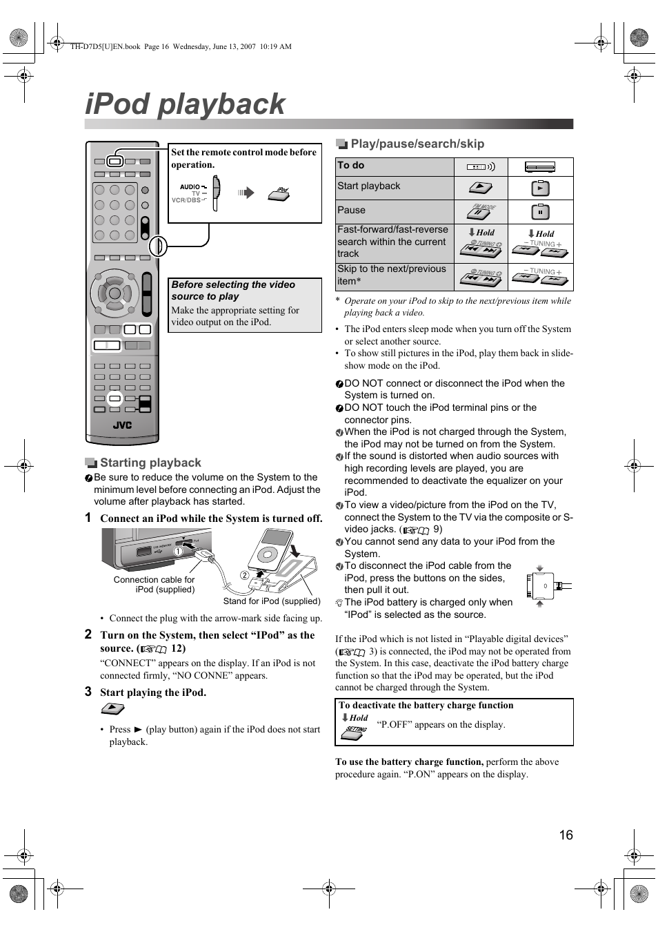 Ipod playback | JVC TH-D5 Series User Manual | Page 19 / 40