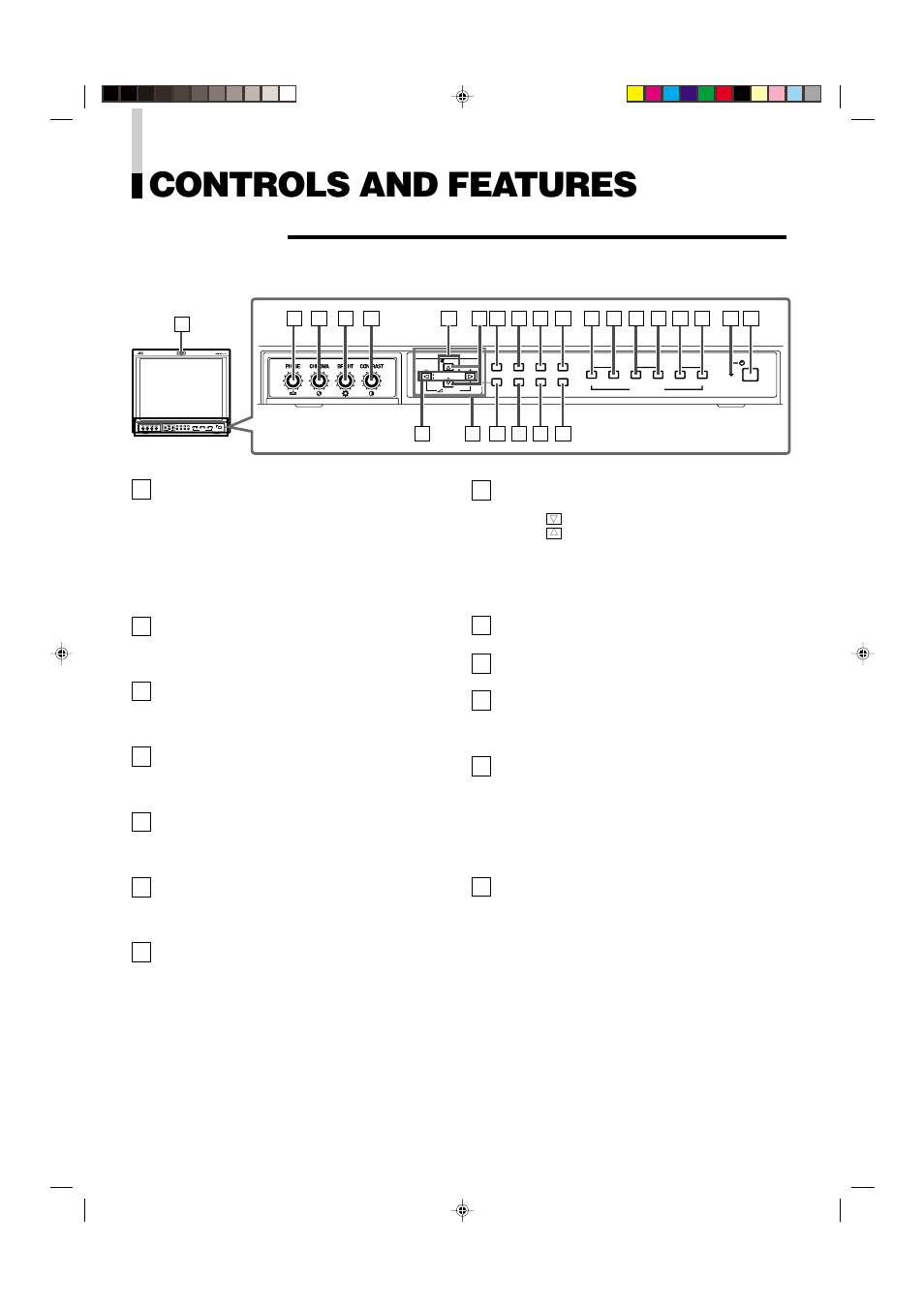 Controls and features, Front view, Front panel | JVC DT-V1900CG User Manual | Page 4 / 28