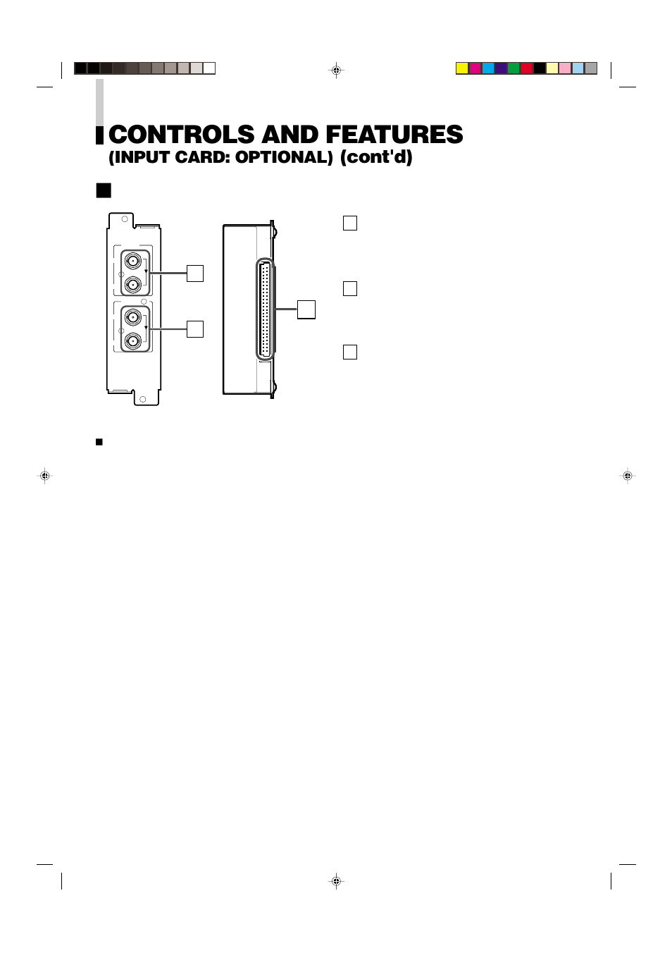 Controls and features, Cont'd) Ⅵ hd sdi input card (optional: if-c12hsdg), Input card: optional) | JVC DT-V1900CG User Manual | Page 8 / 28