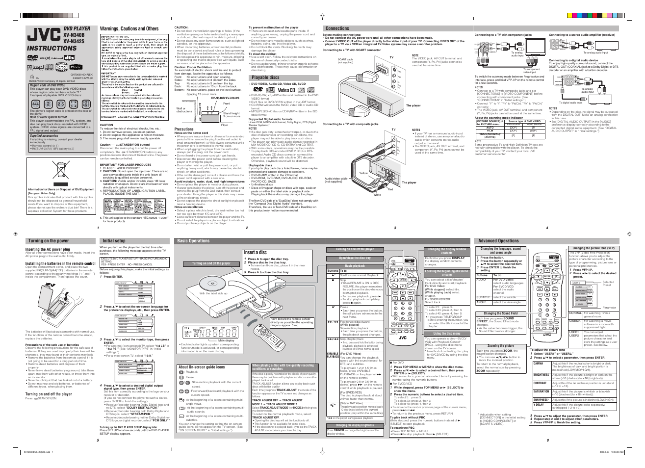 JVC XV-N340B User Manual | 2 pages