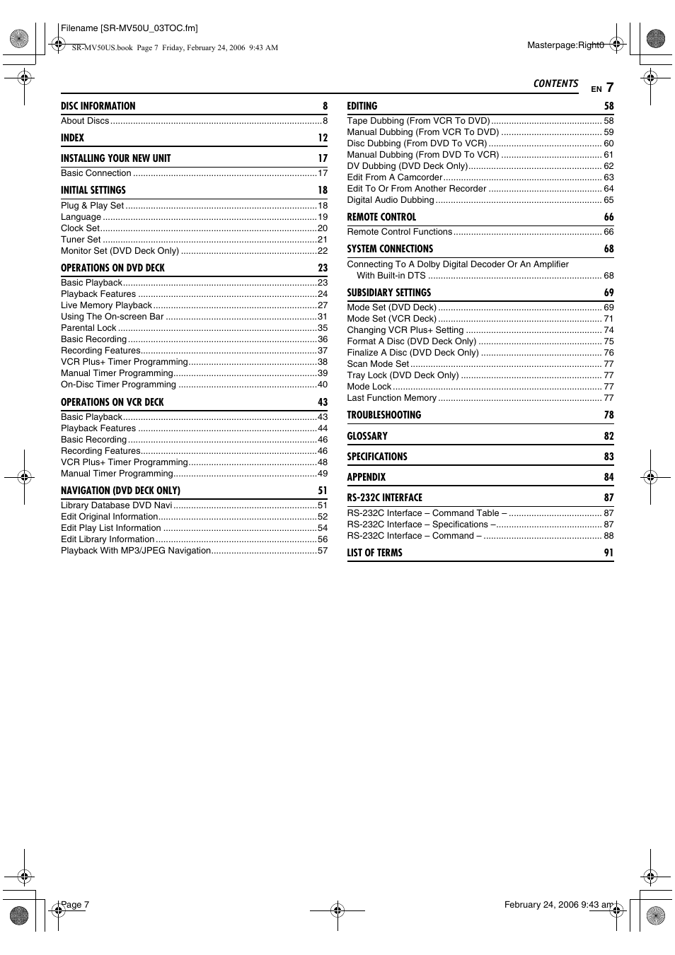 JVC SR-MV50U User Manual | Page 7 / 92