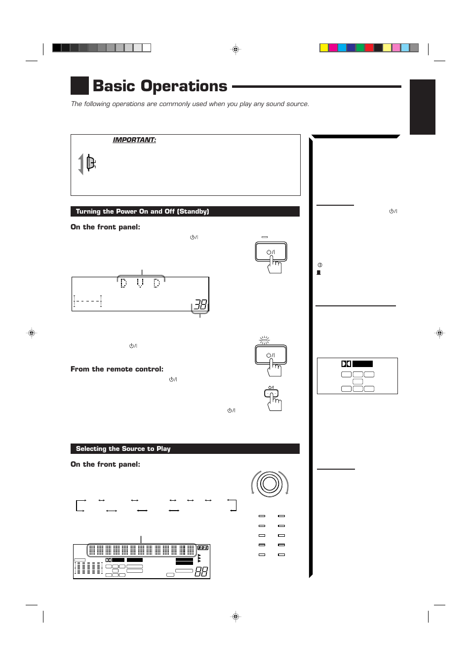 Basic operations, English, On the front panel | What are the following indicators | JVC RX-884RBK User Manual | Page 19 / 82
