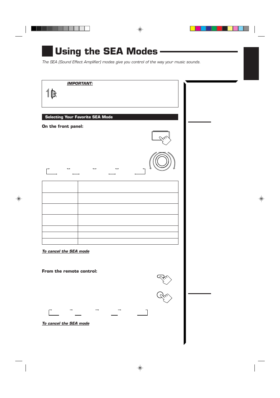 Using the sea modes | JVC RX-884RBK User Manual | Page 37 / 82