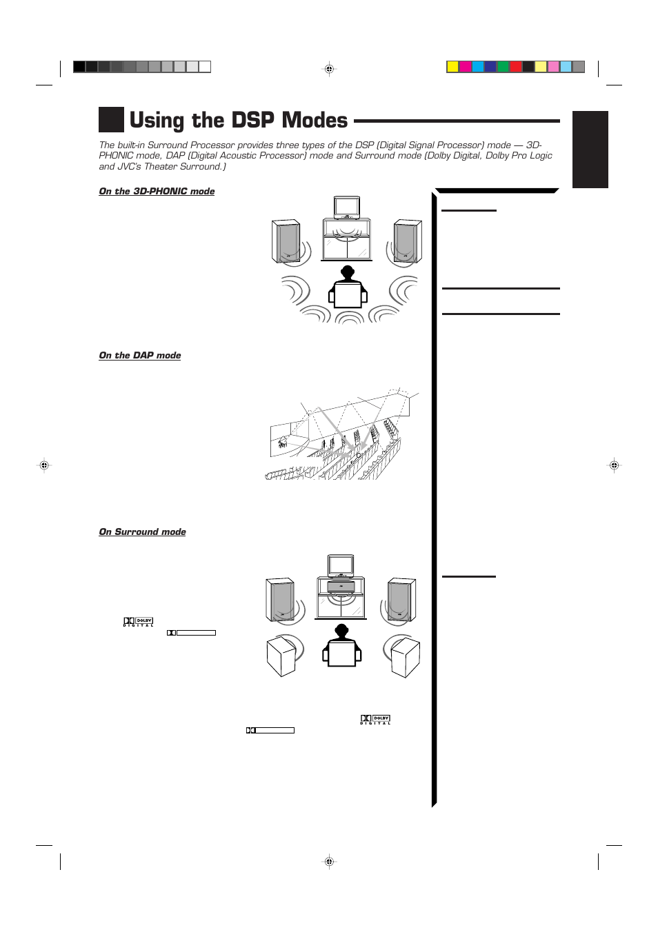 Using the dsp modes | JVC RX-884RBK User Manual | Page 39 / 82