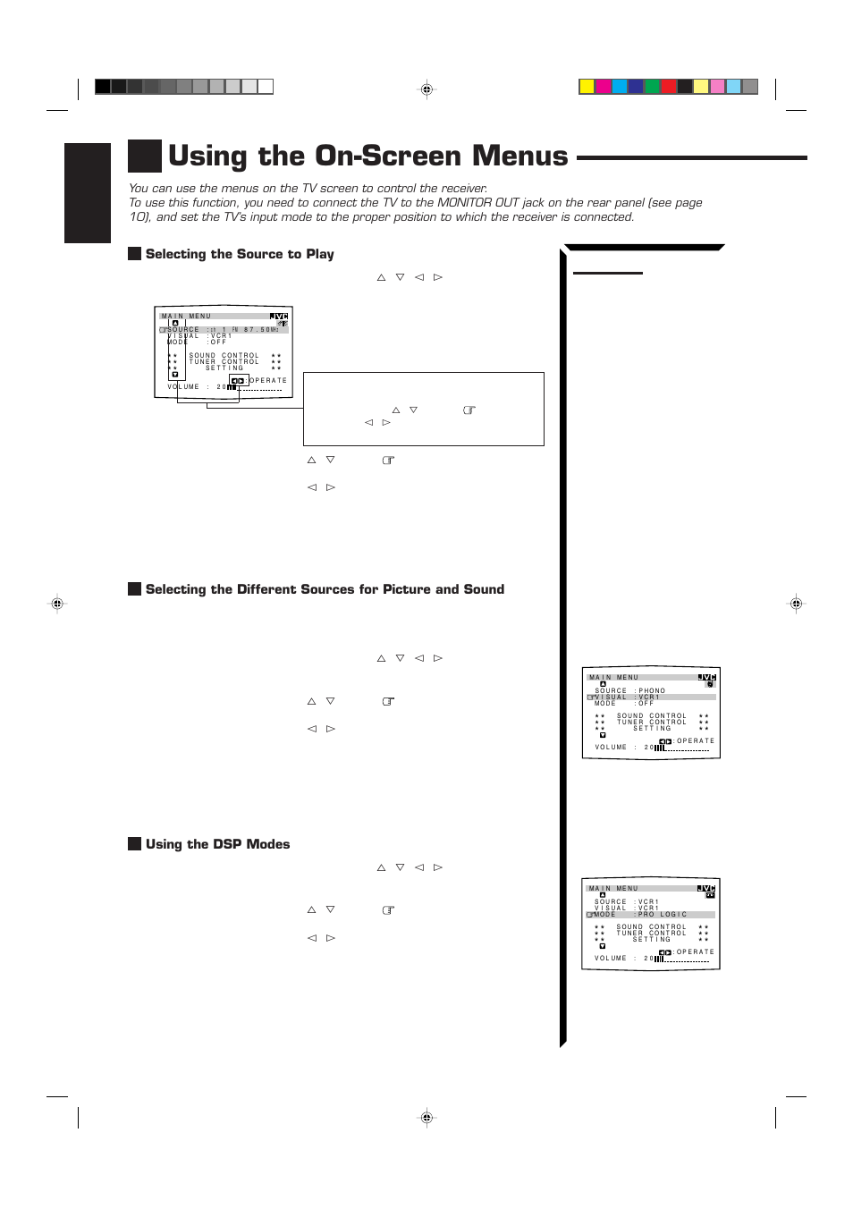 Using the on-screen menus | JVC RX-884RBK User Manual | Page 52 / 82