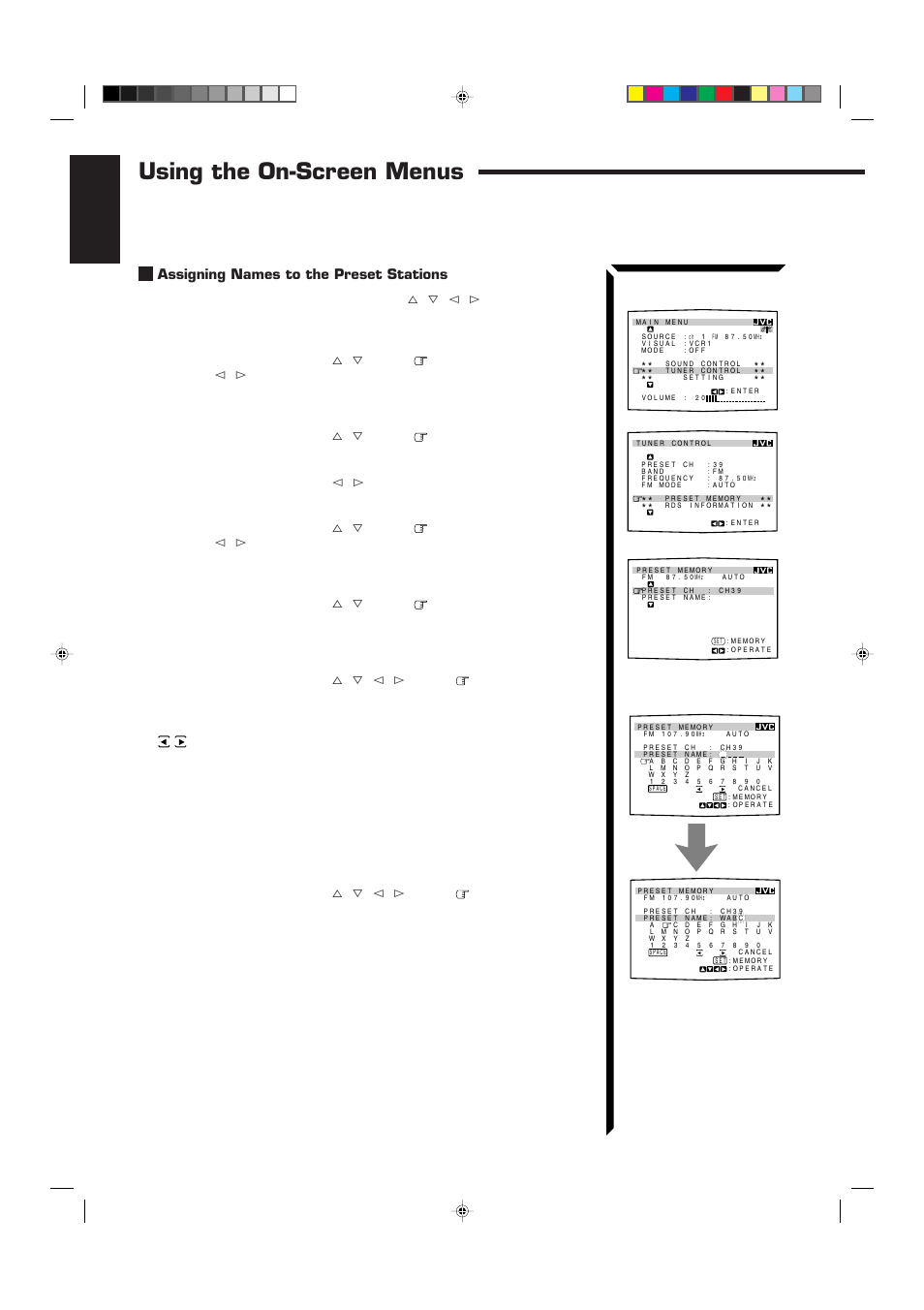 Using the on-screen menus, English | JVC RX-884RBK User Manual | Page 58 / 82