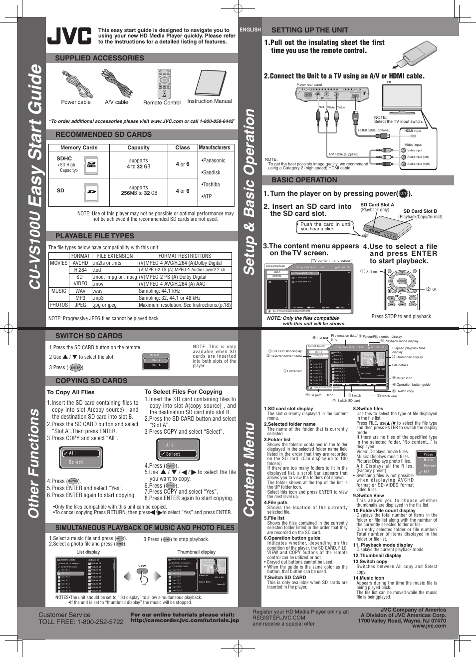 JVC CU-VS100U User Manual | 2 pages