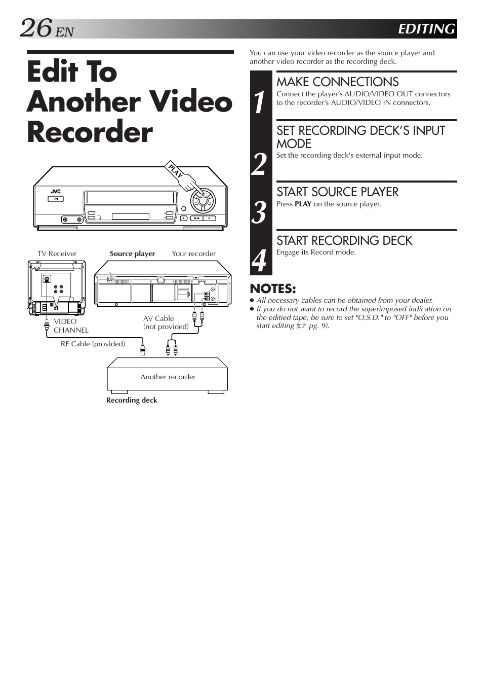 Edit to another video recorder | JVC HR-J255EA User Manual | Page 26 / 40