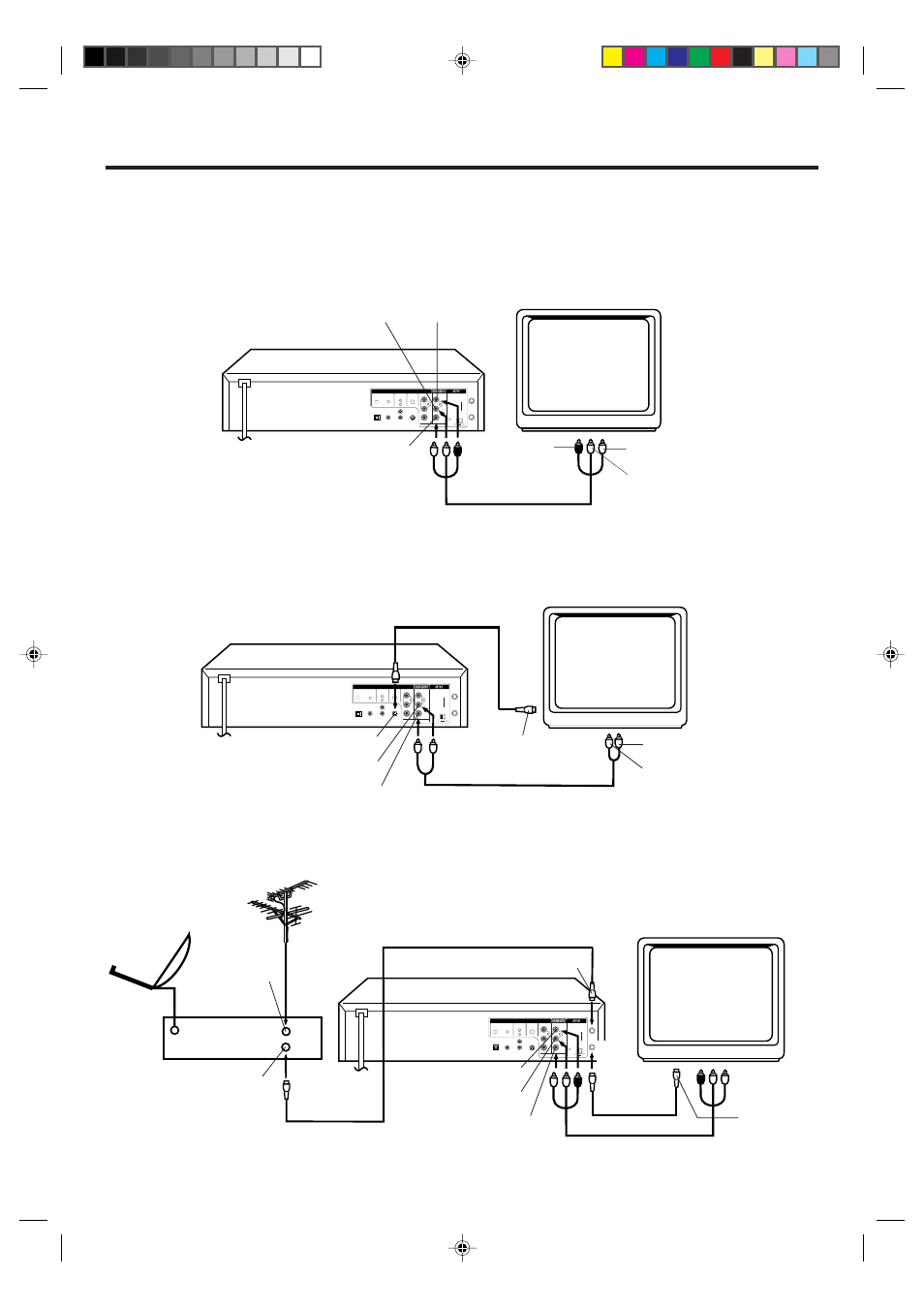 Playback connection, Connect to a tv with audio/video output, Connect to a tv with s-video | Connect to a bs tuner, Use the supplied audio/video cord, Ant. input ant. output to ant. input, Vhf/uhf antenna, 75 ohm coaxial cable (not supplied), Ant. output, 75 ohm coaxial cable (supplied) | JVC HR-XVC1U User Manual | Page 16 / 60