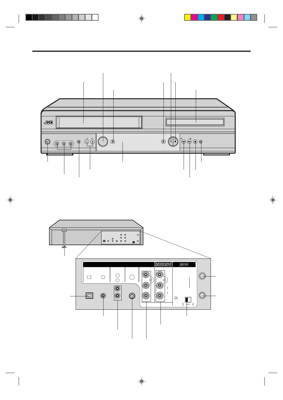 Parts and functions, Front, Rear | JVC HR-XVC1U User Manual | Page 8 / 60