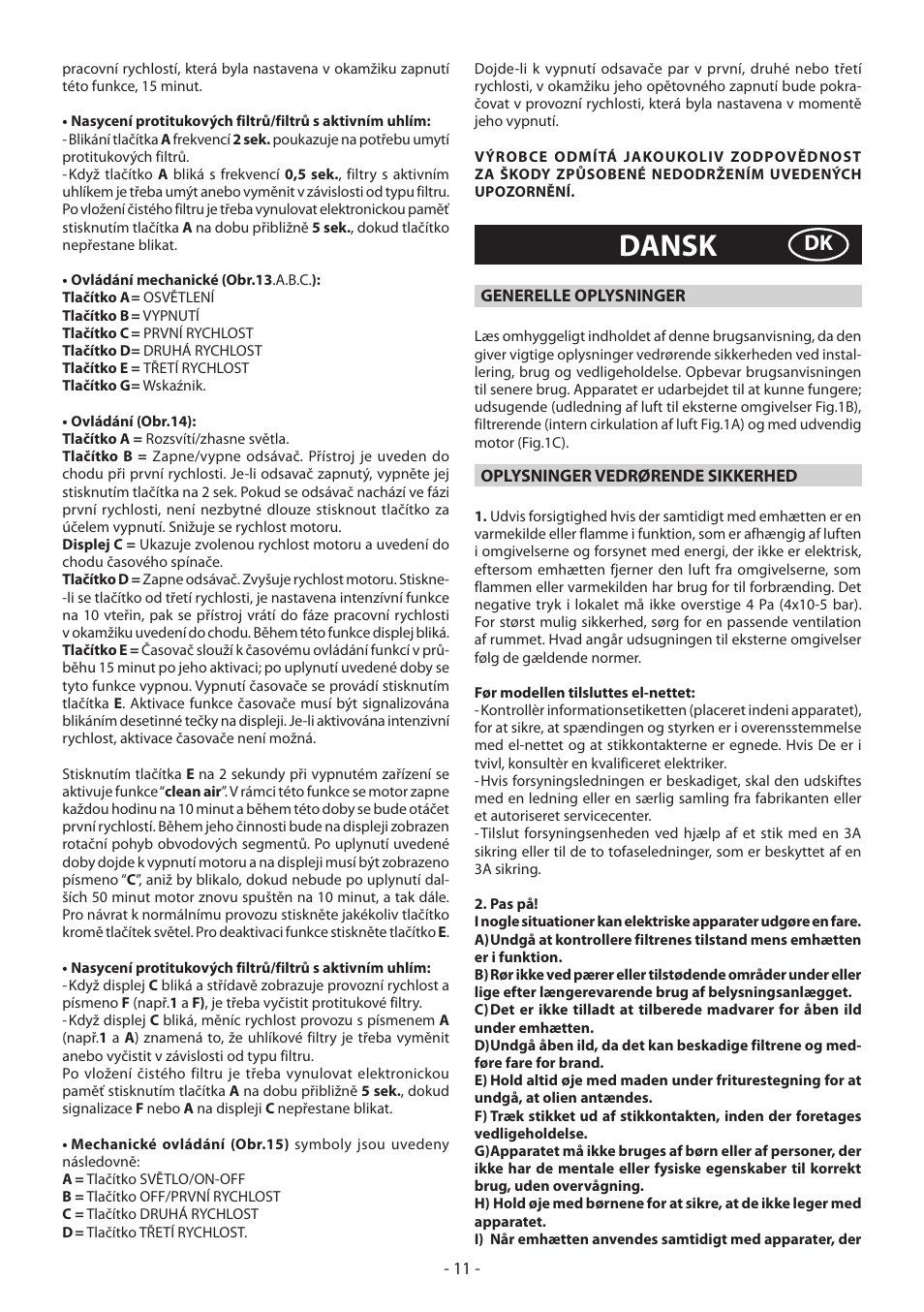 Dansk | DeLonghi KCX-B60X User Manual | Page 11 / 40