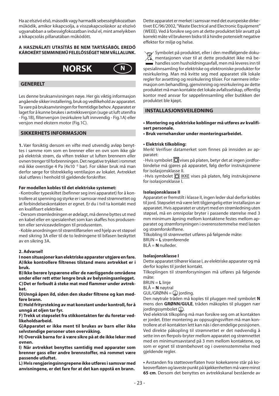 Norsk | DeLonghi KCX-B60X User Manual | Page 23 / 40