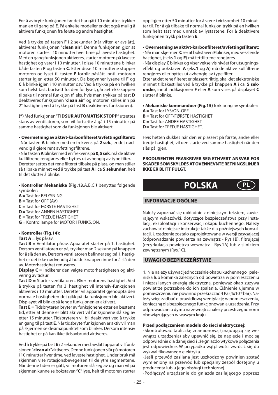 Polska | DeLonghi KCX-B60X User Manual | Page 25 / 40