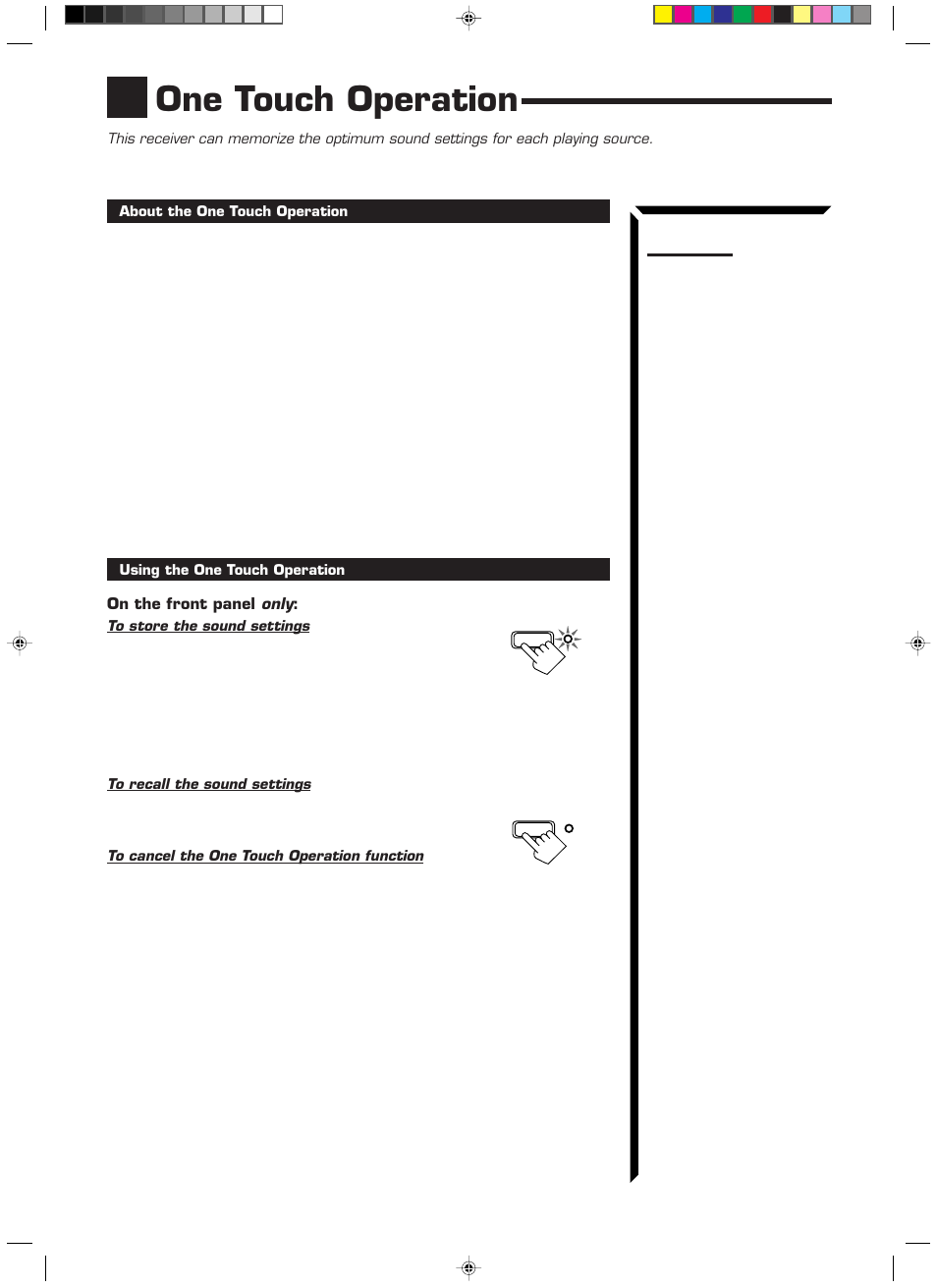 One touch operation | JVC RX-1024VBK User Manual | Page 25 / 76