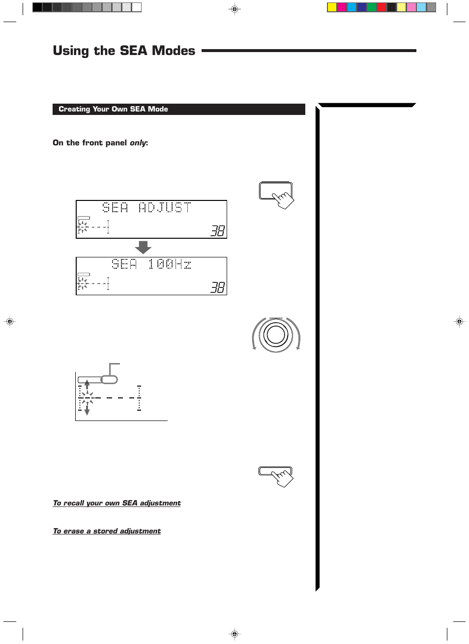 Using the sea modes, Only, On the front panel | JVC RX-1024VBK User Manual | Page 30 / 76