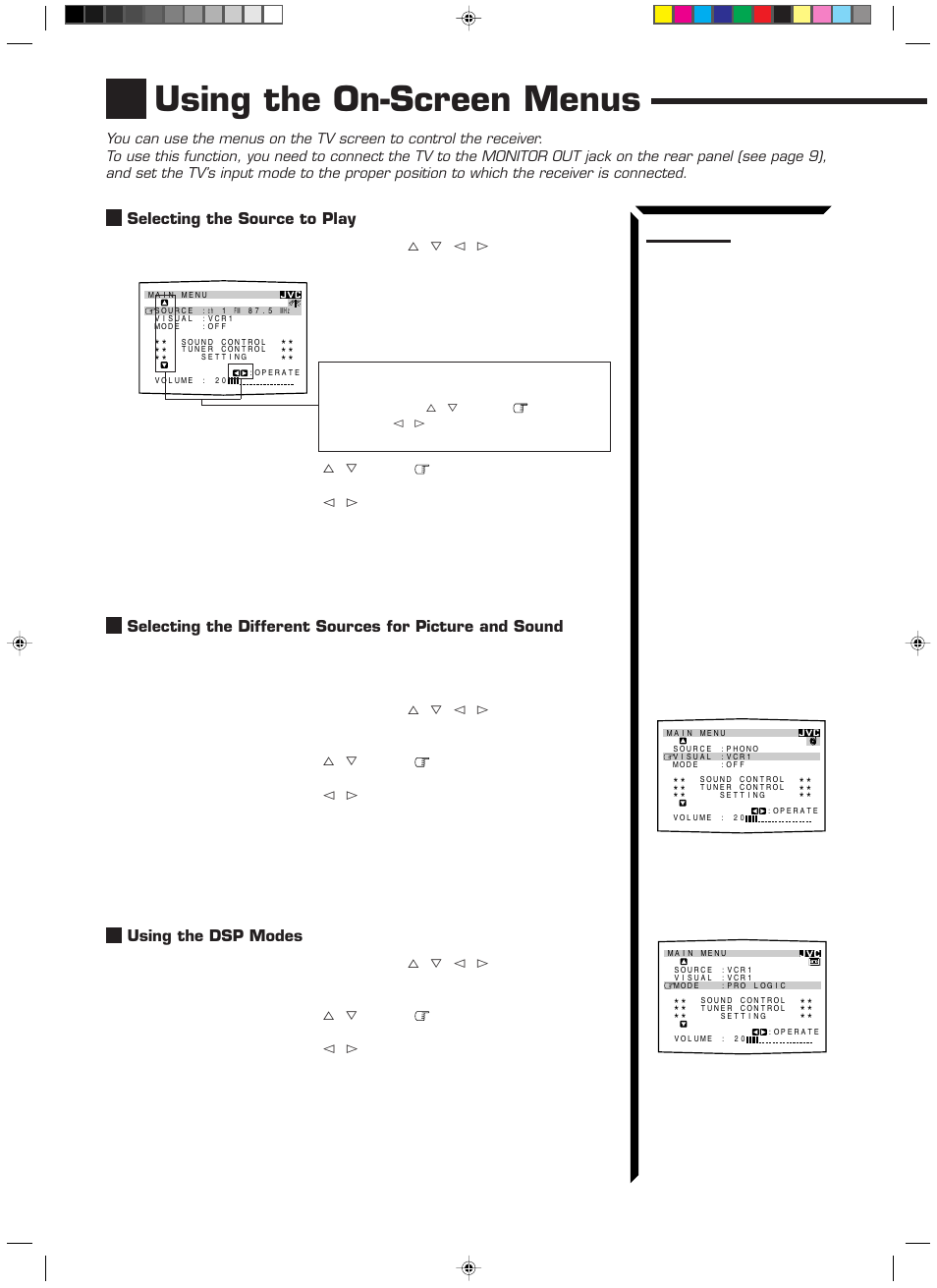 Using the on-screen menus | JVC RX-1024VBK User Manual | Page 44 / 76