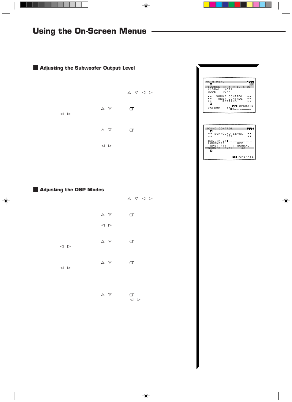 Using the on-screen menus | JVC RX-1024VBK User Manual | Page 46 / 76