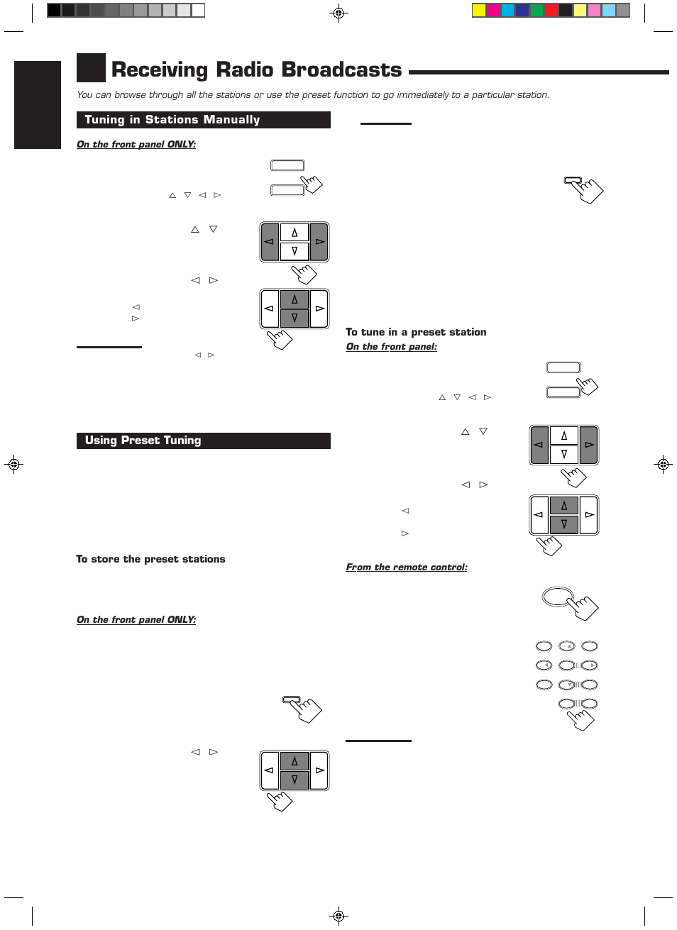 Receiving radio broadcasts, English | JVC RX-558RBK User Manual | Page 16 / 32