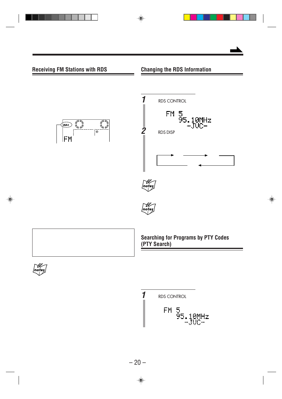 Receiving fm stations with rds, Changing the rds information, Searching for programs by pty codes (pty search) | JVC CA-NXHD10R User Manual | Page 25 / 94