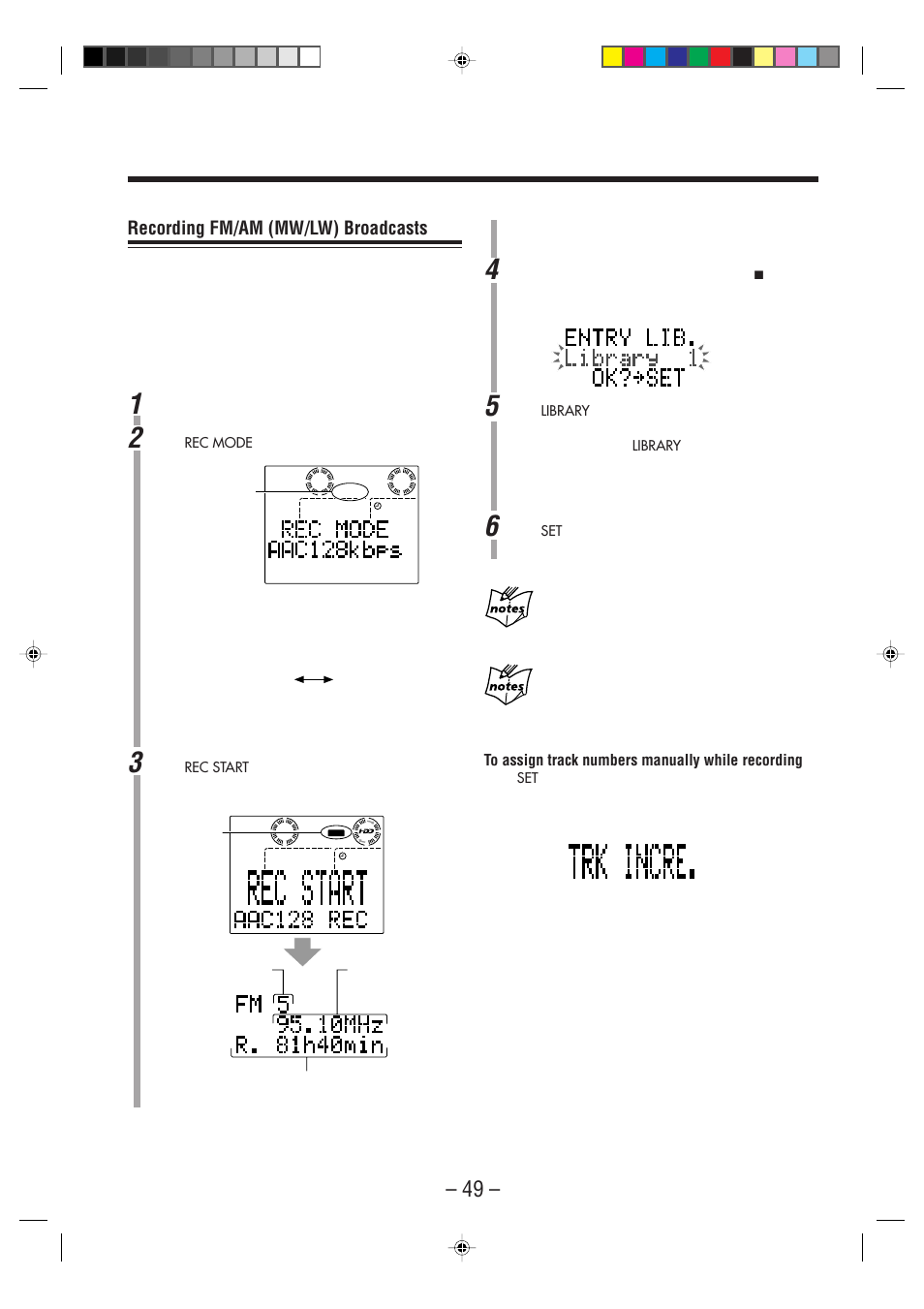 Recording fm/am (mw/lw) broadcasts | JVC CA-NXHD10R User Manual | Page 54 / 94