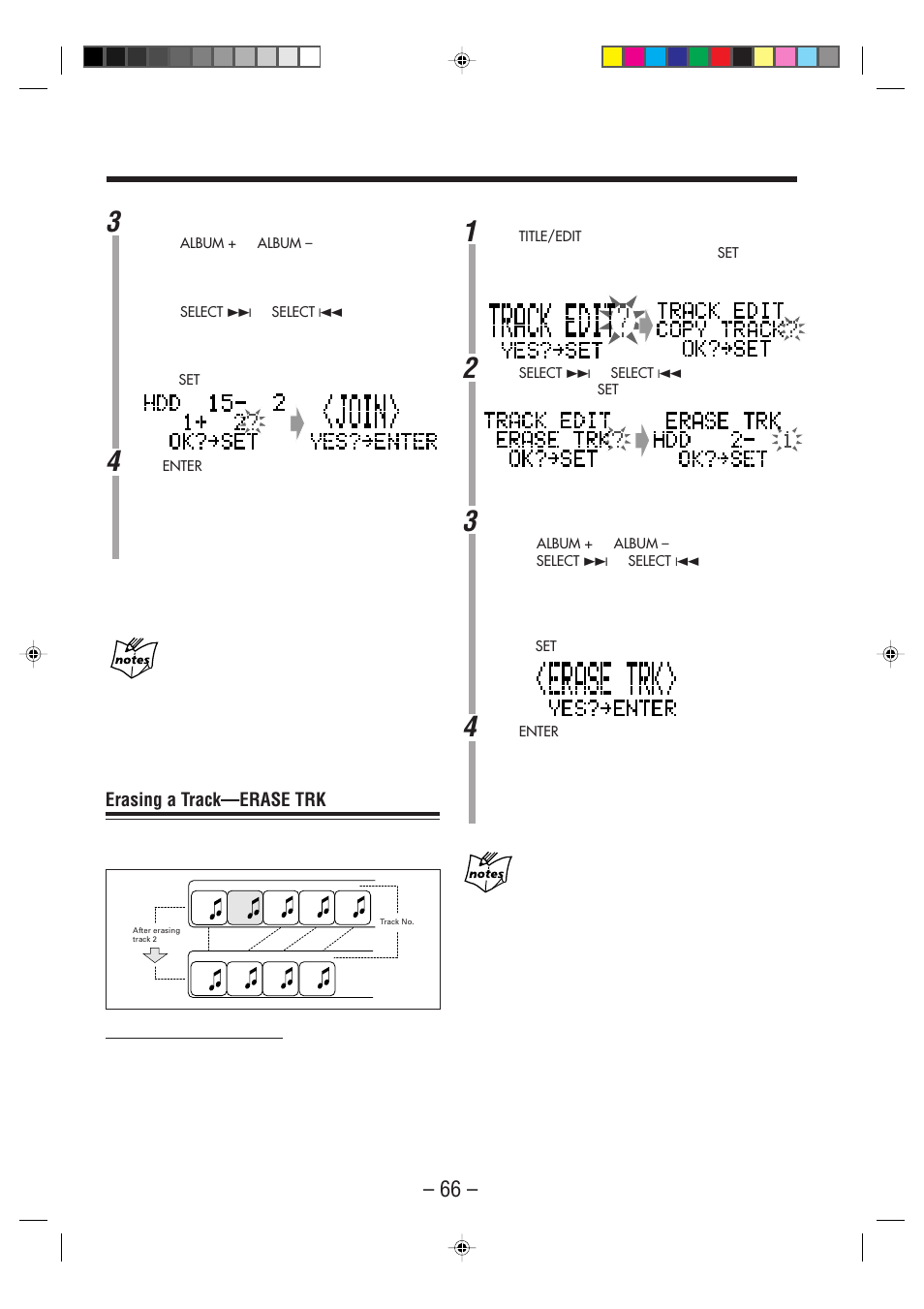 Erasing a track—erase trk | JVC CA-NXHD10R User Manual | Page 71 / 94