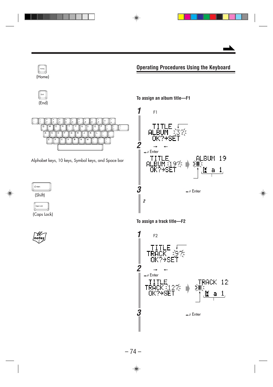 Operating procedures using the keyboard | JVC CA-NXHD10R User Manual | Page 79 / 94