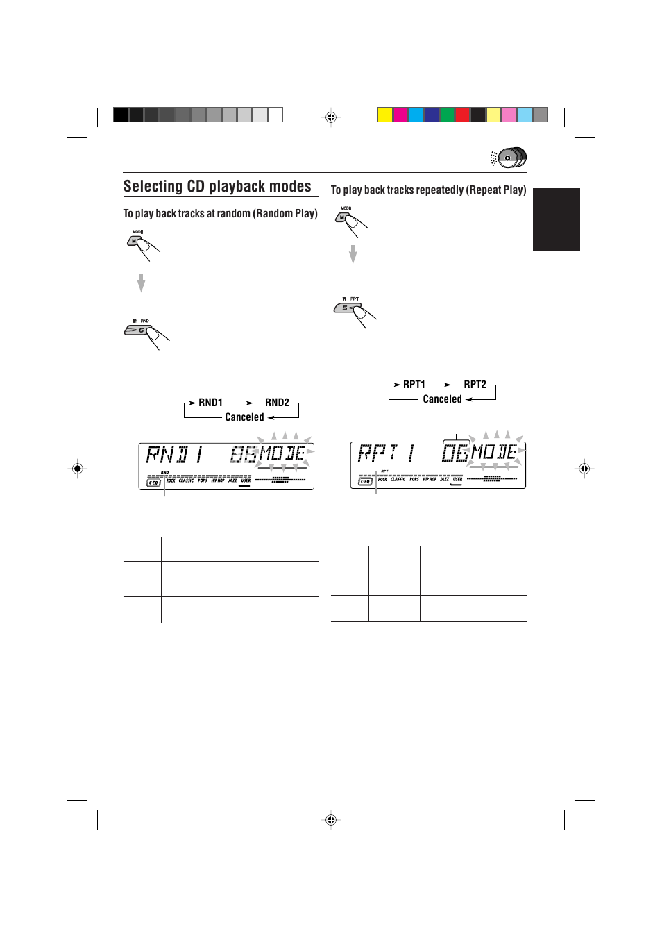 Selecting cd playback modes | JVC GET0074-001A User Manual | Page 31 / 40