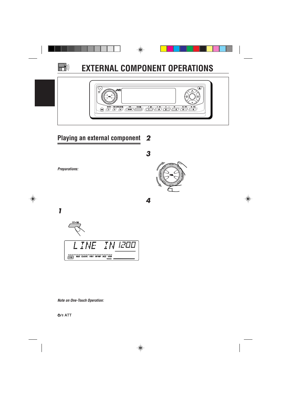 External component operations, Playing an external component | JVC GET0074-001A User Manual | Page 32 / 40